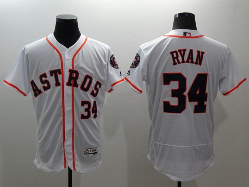 Astros #34 Nolan Ryan White Flexbase Authentic Collection Stitched MLB Jersey - Click Image to Close